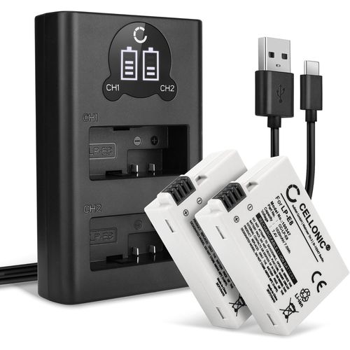 Batterie Pour Caméra, Compatible Avec Canon Eos 600D, Rebel T5I, Kiss X6I, 550D, Lp-E8 (7.4V, 1020Mah) 2 Pièces + Double Chargeur[GOP6255208]