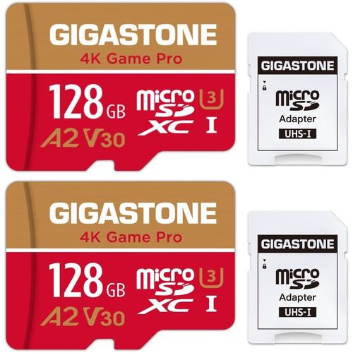[5 Ans Récupération De Données Gratuite] Carte Mémoire 128 Go Lot De 2 Cartes, 4K Game Pro, Compatible Avec Gopro Switch 1, Vitesse 100 Mo/S. A2 U3 V30 Carte Micro Sdxc Avec Adapta[GOP6253987]