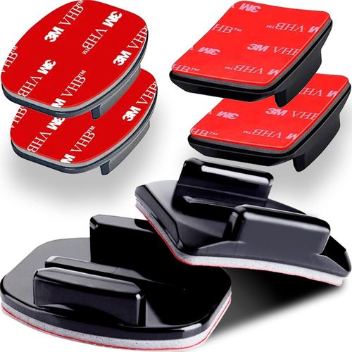 Fixations Adhésives Gopro: Pack De 3 Montures Courbées Et 3 Plates Avec Pads Adhésifs 3M Pour Casque/Vélo/Planche/Voiture - Convient À Tous Les Modèles Gopro - Marque Garantie 1 An[GOP6255855]