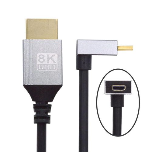 Câble Micro Hdmi 2.1 Coudé Vers Le Bas - Ultra Fin - 8K 4K - Ultra Flexible - Câble Fin De Type A Vers Type D Pour Moniteur D'Appareil Photo, 0,5 M[GOP6255330]