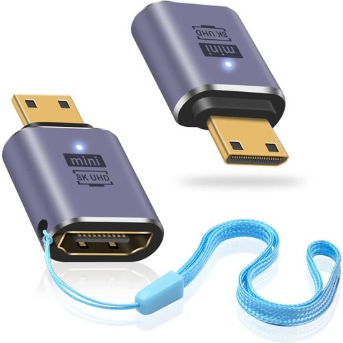 Adaptateur Hdmi2.1 To Mini Hdmi (2 Pack), 8K Mini Hdmi Mâle To Hdmi Femelle Supportant 8K@60Hz,48Gbps Pour Raspberry Pi Zero,Caméra,Hdtv,Projecteur,Ordinateur Portable Et Tablette[GOP6254586]
