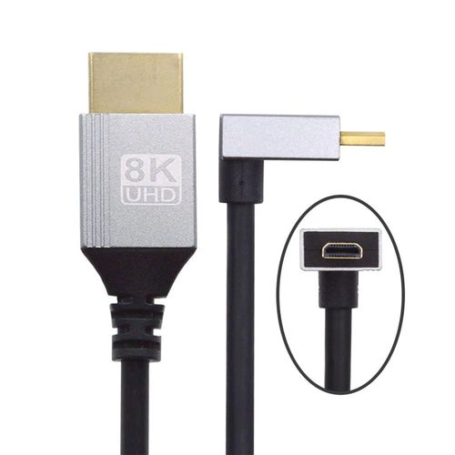 Câble Micro Hdmi 2.1 Coudé Vers Le Haut - 90 Degrés - Ultra Fin - 8K 4K - Hyper Flexible - Cordon Fin De Type A Vers Type D Pour Moniteur D'Appareil Photo, 0,5 M[GOP6255328]