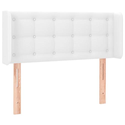 Tête De Lit Accessoire Couchage Chambre À Coucher Meuble Avec Rebord Latéral Capitonné 103 X 16 X 78/88 Cm Synthétique Blanc Tdl0205801