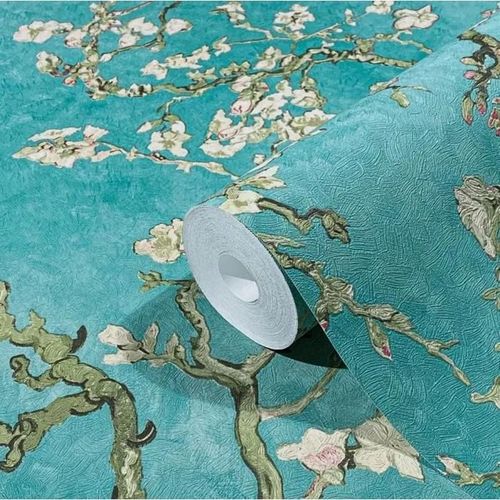 WALLCOVERINGS Papier peint intissé Fleur d'amandier Van Gogh 10.05 x 0.53 m MT17140 Turquoise