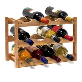 Relaxdays Casier à bouteilles, petit, étagère à 3 niveaux pour