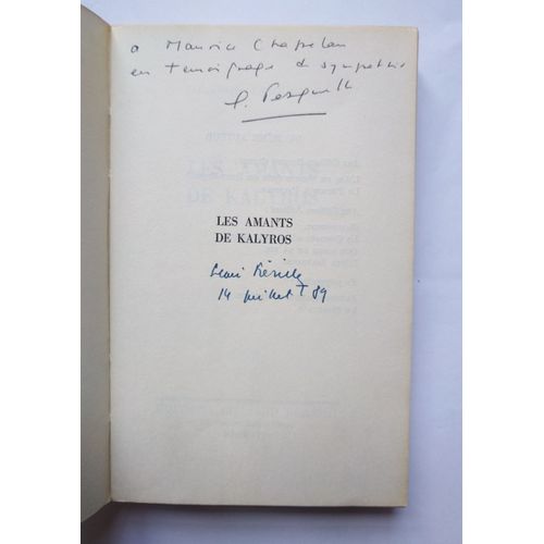 Solange Fasquelle Les Amants De Kalyros S.P. Avec Envoi Autographe Signé 1971 Grasset