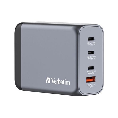 Verbatim - Adaptateur secteur - GaN - CA 100-240 V - 200 Watt - connecteurs de sortie : 4