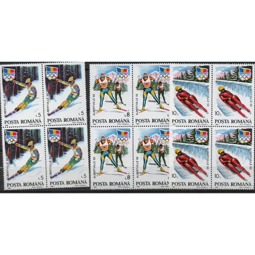 Roumanie Timbres Jeux Olympiques D' Albertville 1992