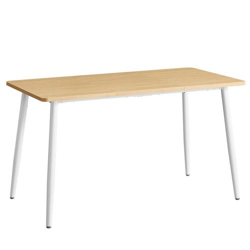 Table À Manger, Moderne, Style Ferme, Surface Résistante À La Chaleur, Montage Rapide, 75 X 140 X 75 Cm, Doré Chêne Et Blanc Nuage