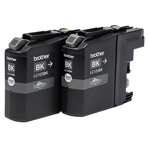 Brother LC123BK - Pack de 2 - à rendement élevé - noir - original - blister avec alarme acoustique / électromagnétique - cartouche d'encre - pour Brother DCP-J100, J105, J132, J152, J552, J752...