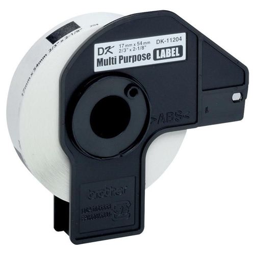 Brother DK-11204 - Noir sur blanc - 17 x 54 mm 400 étiquette(s) (1 rouleau(x) x 400 étiquettes multi-emploi - pour Brother QL-1050, 1060, 1110, 500, 550, 560, 570, 580, 600, 650, 700, 710, 720...