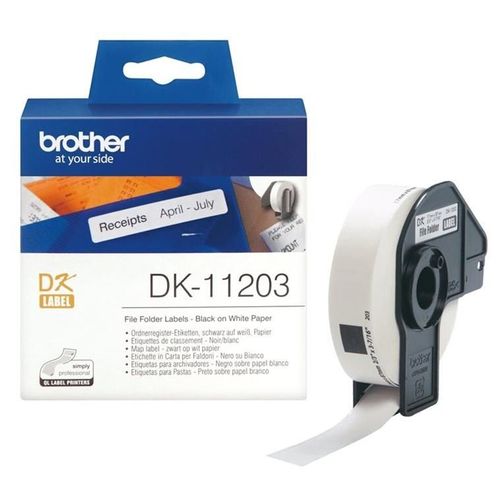 Brother DK-11203 - Noir sur blanc - 17 x 87 mm 300 étiquette(s) (1 rouleau(x) x 300 étiquettes pour dossiers - pour Brother QL-1050, 1060, 1110, 500, 550, 560, 570, 580, 600, 650, 700, 710, 720...
