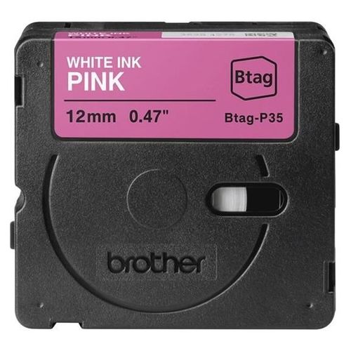 Brother BTAG-P35 - Blanc sur rose - Rouleau (1,2 cm x 4 m) 1 cassette(s) boîte de suspension - bande d'étiquettes - pour P-Touch PT-N10, PT-N20, PT-N25BT