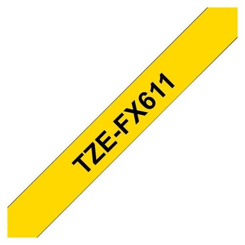 Brother TZe-FX611 - Noir sur jaune - Rouleau (0,6 cm x 8 m) 1 cassette(s) ruban flexible - pour Brother PT-D210, D600, H110, H200; P-Touch PT-E310, E550, P900; P-Touch Cube Plus PT-P710