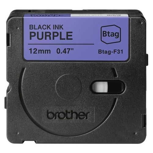 Brother BTAG-F31 - Noir sur violet - Rouleau (1,2 cm x 4 m) 1 cassette(s) boîte de suspension - bande d'étiquettes