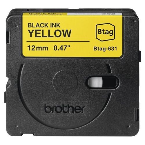 Brother BTAG-631 - Noir sur jaune - Rouleau (1,2 cm x 4 m) 1 cassette(s) boîte de suspension - bande d'étiquettes