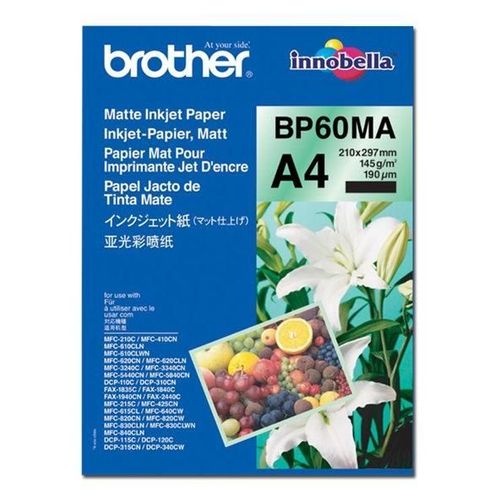 Brother BP60MA Matte Inkjet Paper - Mat - A4 (210 x 297 mm) - 145 g/m² - 25 feuille(s) papier - pour Brother DCP-J1140, J1200, J1800, J4140, J926, J981, MFC-J2340, J3540, J3940, J4335, J739