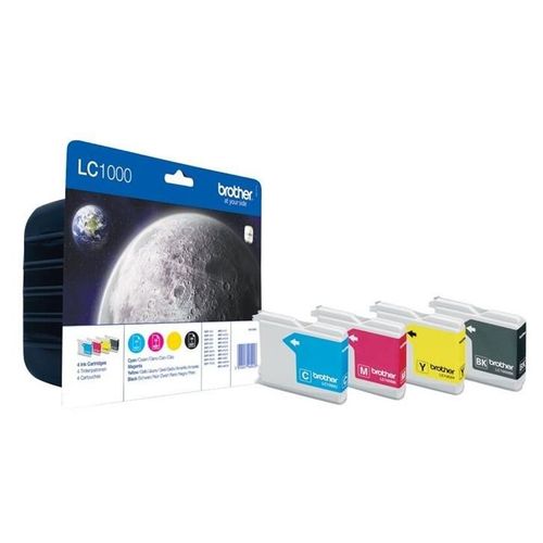 Brother LC1000 Value Pack - Pack de 4 - noir, jaune, cyan, magenta - original - blister - cartouche d'encre - pour Brother DCP-130, 330, 350, 353, 540, 560, 750, 770, MFC-5460, 5860