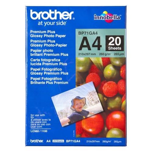 Brother Innobella Premium Plus BP71GA4 - Brillant - A4 (210 x 297 mm) - 260 g/m² - 20 feuille(s) papier photo - pour Brother DCP-J1140, J1200, J1800, J4140, J926, J981, MFC-J2340, J3540, J3940...