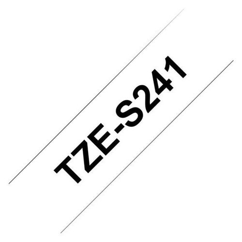 Brother TZe-S241 - Adhésif extra fort - noir sur blanc - rouleau (1,8 cm x 8 m) 1 cassette(s) ruban laminé - pour Brother PT-D600; P-Touch PT-1880, D450, D800, E310, E550, E800, P900, P950