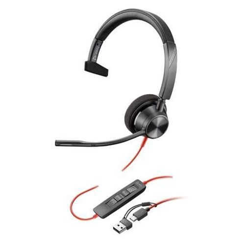 Poly Blackwire 3310 - Blackwire 3300 series - micro-casque - sur-oreille - filaire - USB-C - noir - certifié UC