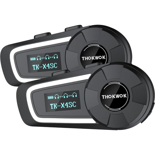 Kyaoayo-Intercom Moto Duo Pour 6 Casques, Tk-X4sc Ecouteur Bluetooth Pour Casque Moto, Kit Main Libre Oreillette Avec Affichage Lcd/Stéréo Hi-Fi/Partage De Musique, Communication Système De 2000m