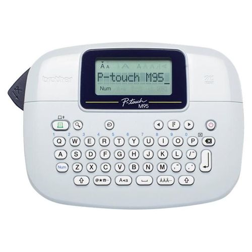 Brother P-Touch PT-M95 - Étiqueteuse - Noir et blanc - transfert thermique - Rouleau (1,2 cm) - 203 dpi - jusqu'à 7.5 mm/sec - outil de coupe - impression par 2 lignes - gris, marine
