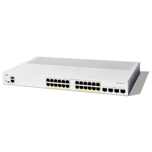Cisco Catalyst 1200-24P-4G - Commutateur - C3 - intelligent - 24 x 10/100/1000Base-T + 4 x 10 Gigabit SFP+ - Montable sur rack - PoE+ (195 W)