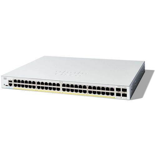 Cisco Catalyst 1200-48P-4G - Commutateur - C3 - intelligent - 48 x 10/100/1000 (PoE+) + 4 x Gigabit SFP - Montable sur rack - PoE+ (375 W)