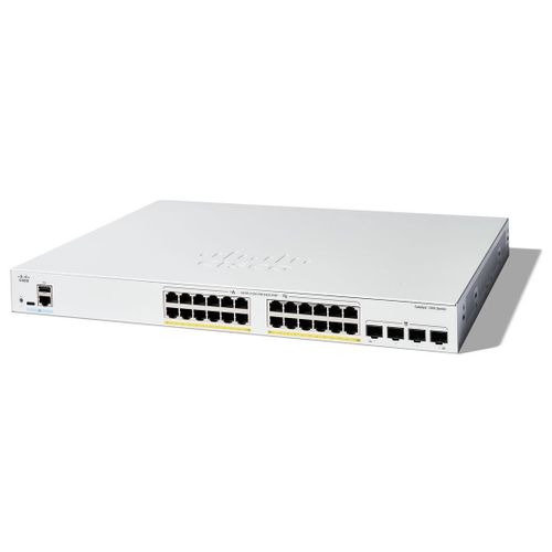 Cisco Catalyst 1300-24FP-4G - Commutateur - C3 - Géré - 24 x 10/100/1000 (PoE+) + 4 x Gigabit SFP - Montable sur rack - PoE+ (370 W)