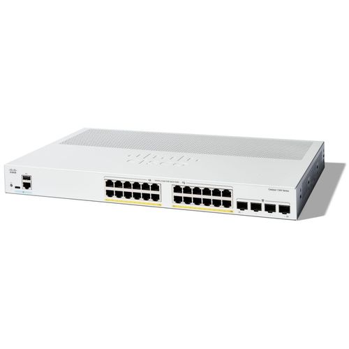 Cisco Catalyst 1300-24P-4G - Commutateur - C3 - Géré - 24 x 10/100/1000 (PoE+) + 4 x 1 Gigabit SFP - Montable sur rack - PoE+ (195 W)