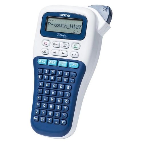 Brother P-Touch PT-H107B - Étiqueteuse - Noir et blanc - transfert thermique - Rouleau (1,2 cm) - 180 dpi - jusqu'à 20 mm/sec - outil de coupe - impression par 2 lignes