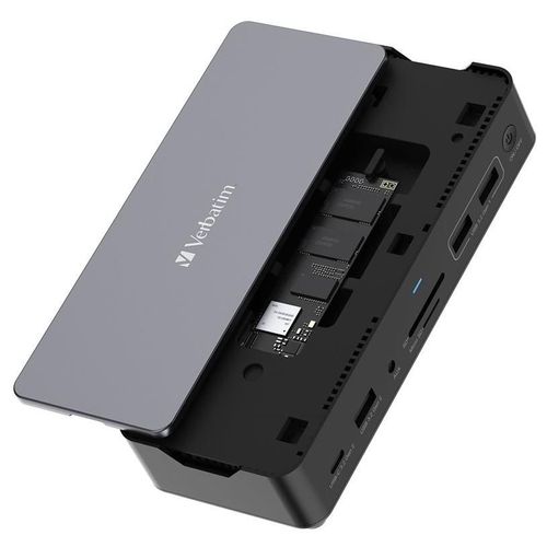 Verbatim Pro - Station d'accueil - USB-C - 2 x HDMI, DP - SSD 256 Go - 1GbE - 100 Watt