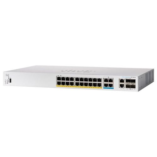 Cisco Catalyst 1300-24MGP-4X - Commutateur - C3 - Géré - 16 x 10/100/1000 (PoE+) + 8 x 2.5G (PoE+) + 4 x 10 Gigabit SFP+ - Montable sur rack - PoE+ (195 W)