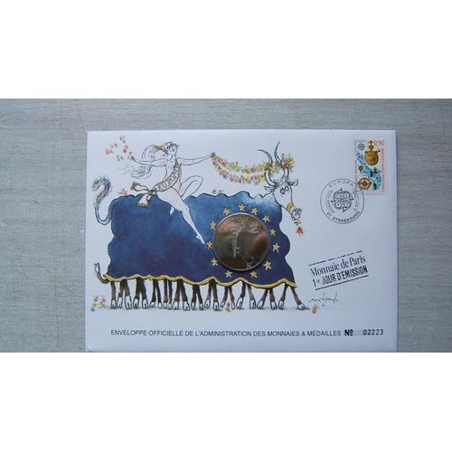 Enveloppe Officielle Timbre Et Medaille Monnaie De Paris " 1er Jour D'Émission " Ronald Searle (Grande Bretagne)