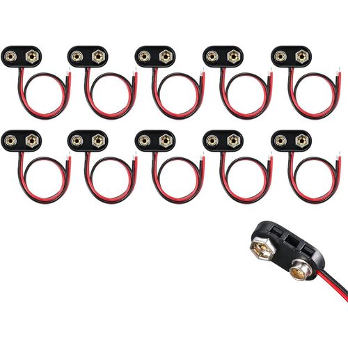 Kyaoayo-Lot De 10 Connecteurs De Batterie 9 V - Type I - Connecteur À Clip De Batterie 9 V - Avec Câble De Raccordement De 15 Cm - Connecteur De Batterie 9 V - Boucle - Boîtier En Plastique - Type I