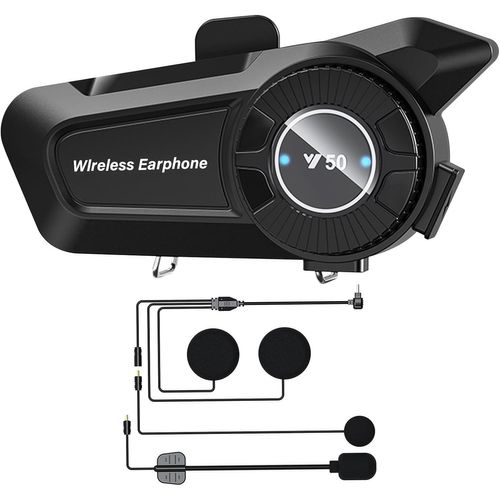 Kyaoayo-Intercom Moto Appareil Bluetooth À Molette Pour Motos Suppression Bruit Dsp&cvc/Ipx6 Étanche/Chaîne Hi-Fi/Micro Wireless 5.3 Réponse Automatique Assistant Ai Compatible Tous Les Casques 1800m