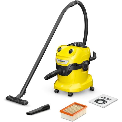 KYAOAYO-Aspirateur Eau Et Poussières Wd 4 V-20/5/22, Puissance 1000W, Cuve Polypropylène 20L, Flexible D'Aspiration 2,2M, Soufflerie, Filtre Plissé Plat, Suceurs Sol Fentes, Sachet Filtre Ouate