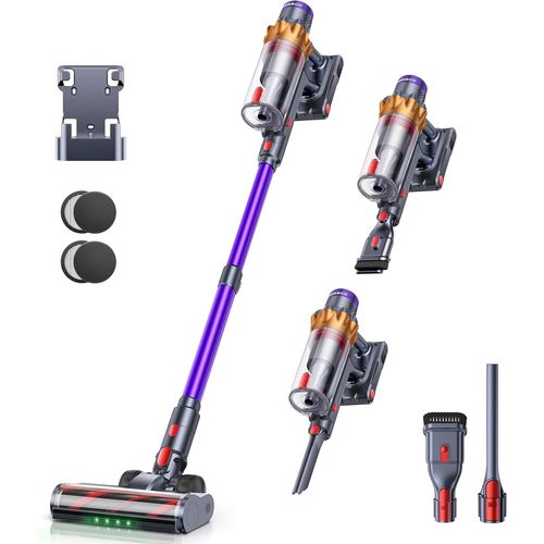 KYAOAYO-Aspirateur Balai Sans Fil, 550W/40Kpa Aspirateur Balai Puissant Et Silencieux, 45Min(Eco Mode) Autonomie Chargement Mural, Parfumés, Écrans Tactiles Couleur, Aspirateur Sans Fil Nettoyage Des