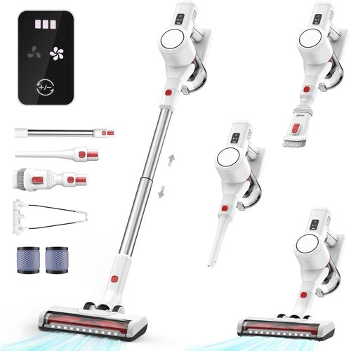 KYAOAYO-Aspirateur Balai Sans Fil Puissant - 3 En 1 Balais Électriques Poil Animaux Cordless Stick Vacuum Cleaner Rechargeable Batterie Silencieux Léger Pour Sols Tapis Poils D'Animaux Domestique