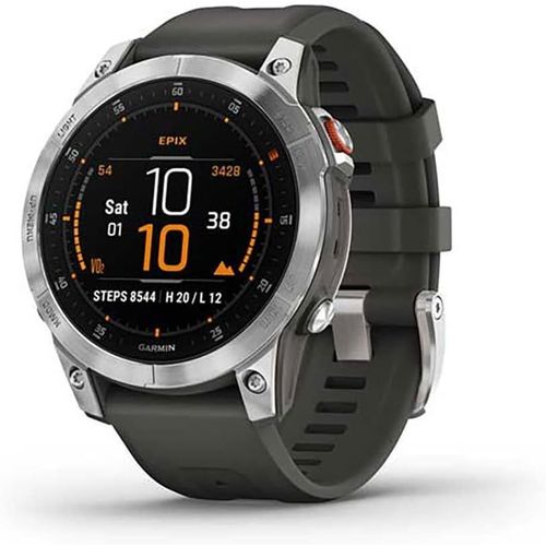 Kyaoayo-- Epix - Montre Gps Multisport Connectée Avec Écran Amoled - Acier, Silver Avec Bracelet Gris - Boitier 47 Mm