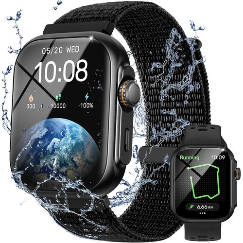 Kyaoayo-Montre Connectée Homme Femme Avec Appels Bluetooth, Smartwatch Avec Gps, 3atm Étanche, 1,85"" Montre Avec 100+ Sports,Fréquence Cardiaque,Sommeil,Montre Intelligente Pour Android & Ios