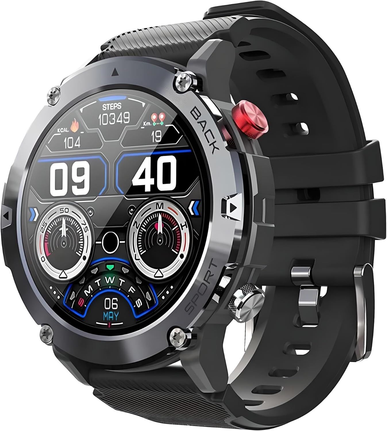 Kyaoayo-Montre Intelligente C21 Pro, Écran Hd 1,39"", Étanche, Bluetooth, Suivi D'activité Physique, Contrôle Vocal, Noir.