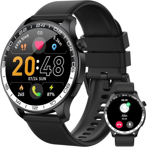 Kyaoayo-Montre Connectée Pour Homme Femme, 1,43"" Hd Amoled Avec Appels Et Whatsapp, Montre Numérique Avec 100+ Sport, Spo2/Sommeil/Cardiofréquencemètre, Ip68 Étanche Smart Watch Pour Android Ios