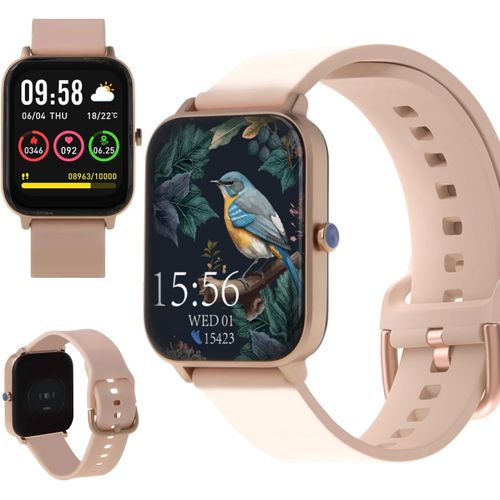 Kyaoayo-Smartwatch, Smart Watch 1.7"" 240x280px Fitness Tracker Montres Pour Android Ios, Ip68 Étanche Cardiofréquencemètre Podomètre Or Rose