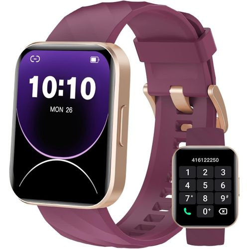 Kyaoayo-Montre Connectée Homme Femme Avec Appel Bluetooth Podometre Cardiofrequencemetre Oxymetre Montre Sport Etanche Ip68 Cycle Menstruel Suivi Sommeil Ies Notification (Violet)