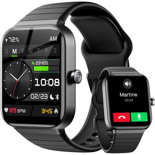 Kyaoayo-Montre Connectée Femme Homme Avec Alexa Intégrée & Appel, 1,8"" Hd Full Ecran Montre De Sport Avec 100+ Modes Sportifs,Podometre, Moniteur Sommeil, Etanche Ip68, Bracelet Fitness Pour Android