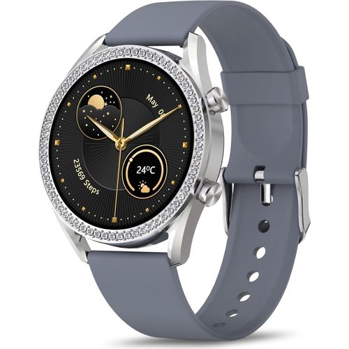 Kyaoayo-Montre Connectée Femme Avec Appel, 1.27"" Hd Smartwatch Ronde, 123+ Modes, Fitness Tracker Petit, Montre Intelligente Pour Android Ios, Or Clair