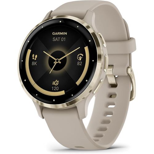 Kyaoayo-Venu 3s - Montre Connectée Gps Sport Et Santé - Soft Gold Avec Bracelet Lin, 41