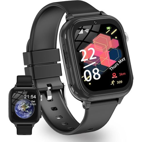 Kyaoayo-Montre Connectée Enfant Gps, 4g Montre Intelligente Enfants Avec Appels Vidéo, Wifi, Sos, Mode Classe, Face Id, App Store, Whatsapp, Réveil, Ip68 Étanche Smartwatch Enfant Noël Cadeaux 5-14 A